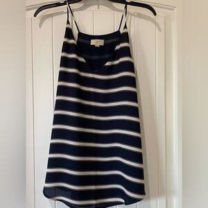 LOFT Navy and Cream Striped Tank Top